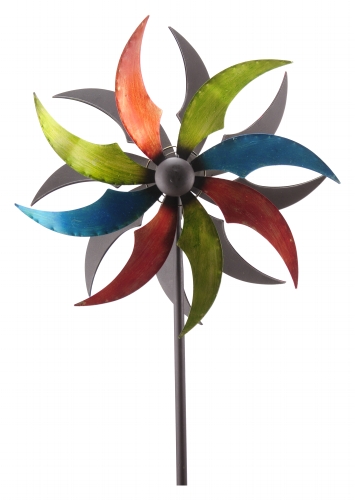 Grosses Gegenlaufiges Windrad Blume Bunt Artferro Metalldesign