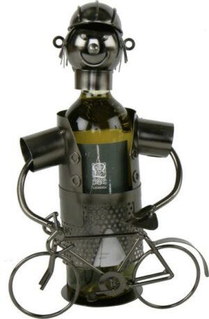 Flaschenhalter Fahrradfahrer mit Fahrrad - Metall Skulptur Fahrrad Weinflaschenhalter