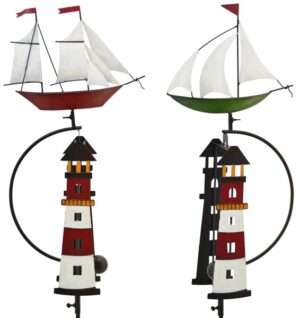 Windspiel Schiff Segelschiff mit Leuchtturm- Metall Balancer Windspiel Maritim 223894