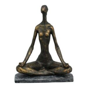 Frauen Skulptur Hilda - Frau in Yoga Stellung Lotussitz - moderne Plastik in Bronzeoptik