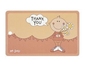 Mila Mr. Smile Thank you - Resopal Frühstücksbrettchen mit Loch zum Aufhängen
