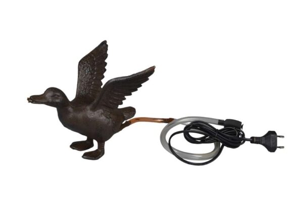 Wasserspeier Ente fliegend - Gusseisen - inkl. Pumpe + Schlauch - Wasserspiel Brunnen Tierfigur