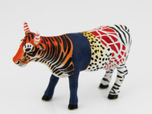CowParade small Moo Zoo Tier-Hybrid Mini Kuh, Mix aus Leopard, Tiger, Giraffe, Löwe, ... - Rarität