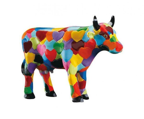 Heartstanding Cow - CowParade original small - Mini Sammlerkuh mit bunten Herzen