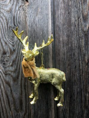 gold lila / rot silber Baumhänger Hirsch mit Schal - Hänger Deer - edler Baumschmuck Dekoanhänger Jäger Weihnacht