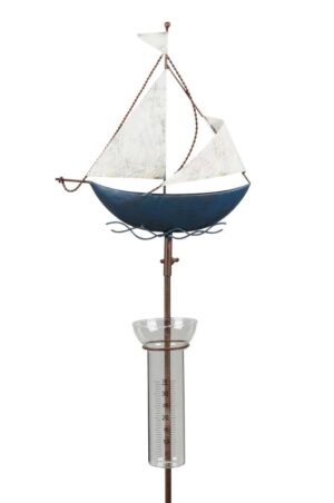 Regenmesser Schiff - Segelschiff am Stab - Gartenstecker Boot aus Eisen