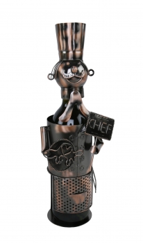 Flaschenhalter Koch Skulptur aus Metall - Chefkoch Weinflaschenhalter