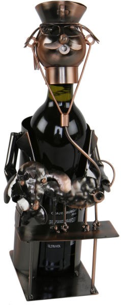 Flaschenhalter Tierarzt Skulptur Veterinär Weinflaschenhalter aus Metall, kupferfarben