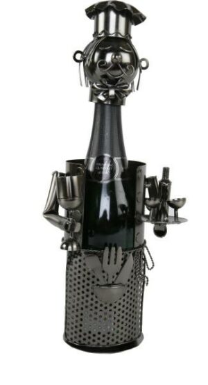 Flaschenhalter Sommelier - Weinflaschenhalter Skulptur Weinkellner aus Metall