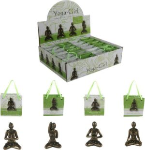 Yoga-Girl - Yogafigur in Geschenktüte - Mini Yoga Dame in Bronzeoptik - Fitness Tipp Geschenk Figur