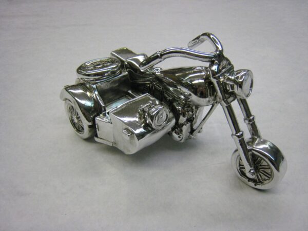 Deko Skulptur Motorrad mit Beiwagen - in Silberoptik