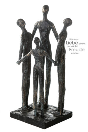 Freundeskreis Skulptur Group - Gruppe im Kreis, Familienkreis - Bronzeoptik mit Zitatanhänger