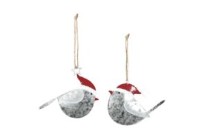 Winter Vogel zum hängen - Metall Weihnachtsdeko - Weihnachtsvogel Baumschmuck