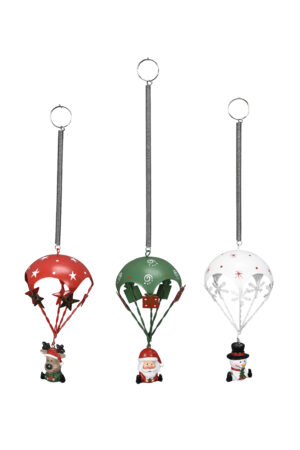 Fallschirmspringer Schwingfigur Elch, Weihnachtsmann, Schneemann - Weihnachtsfiguren mit Sprungfeder zum Aufhängen