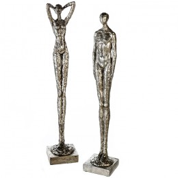 Akt Skulptur Mann und Frau - Liebespaar - Dekofigur - moderne Plastik Figur Millenium