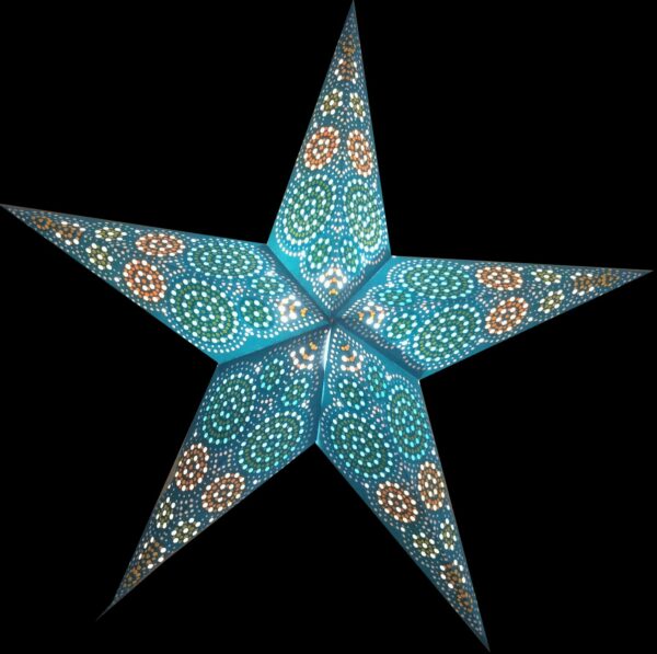 Baby Rondo Türkis Magnetverschluß- Papiersterne mit orientalischem Muster Leuchtsterne 40 cm