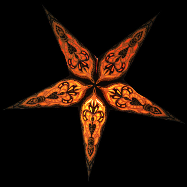 Baby SUMITA Schwarz-Orange Magnetverschluß - Papierstern schwarz orange Leuchtsterne 40 cm