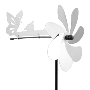Silhouette Schmetterling Edelstahl Windspiel - Motiv Windrad mit Ruder - Made in Germany
