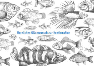 Doppelkarte zur Konfirmation - Fisch Effektkarte K0415