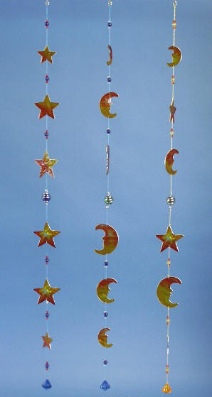 Suncatcher Fenstergirlande Windspiel Mond+Sterne 98cm