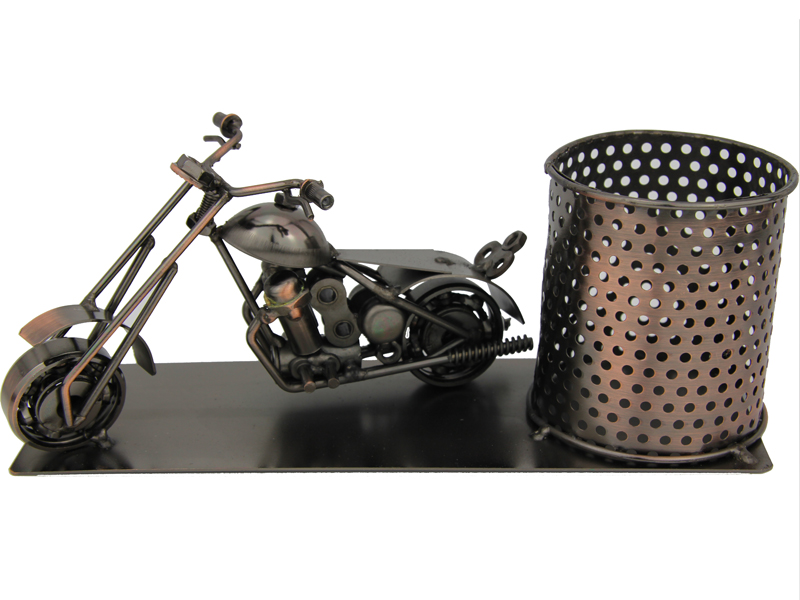 Motorradfahrer - Flaschenhalter aus Metall mit Grußkarte