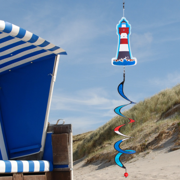 martimes Windspiel Leuchtturm mit Spirale - Nordsee Twister zum Aufhängen