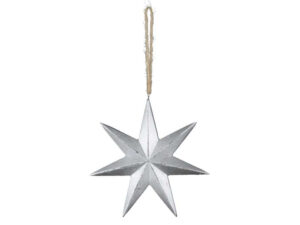 Silber Dekostern zum hängen - 7 zackiger Stern aus Holz silber