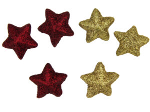 Tischdeko Sterne - Streudeko Stern mit Glitteroptik gold und rote Glitzersterne