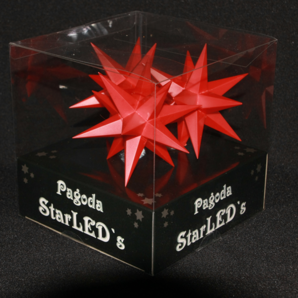 Verpackung 3 er 3D LED Stern mit Zuleitung und Timer - Weihnachtssterne 11 cm Leuchtstern