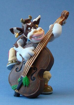 SO`VACHE Music, Bas - Comic Art Tier Skulptur Musiker Kuh mit Kontrabass Parastone Skulptur sov11